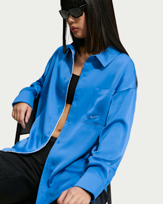 Nike Sportswear Women's Oversized Satin Long-Sleeve Top. Nike RO